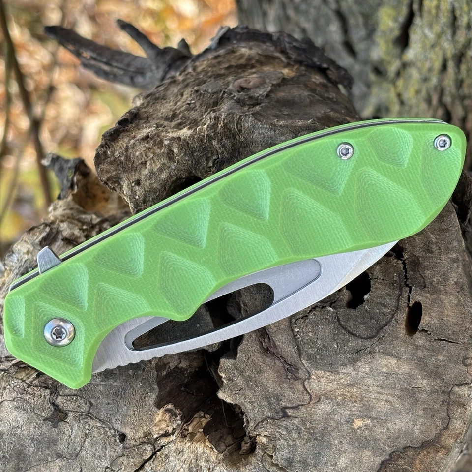 8” Pocket Knife Spring Assist G10 Handle Green Neon - Image 2 of 4