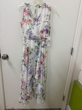 NWT Calvin Klein Asymetrical Chiffon Sheer Long Lined Dress Size 2P Orig. $129