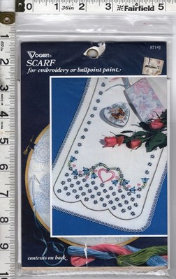 ''French Provincial Scarf'' Vogart Stamped Linen for Embroidery 8714J Repackaged