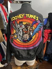 VINTAGE LOONEY TUNES Medium Jeff Hamilton Warner Bros Silk Jacket