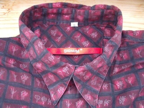 P1846 Signum Chemise Manches Longues S NOIR Rouge-Bordeaux à Carreaux comme Neuf - Photo 1/1