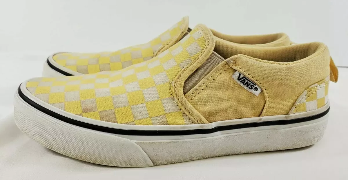Girls yellow checkerboard vans sale