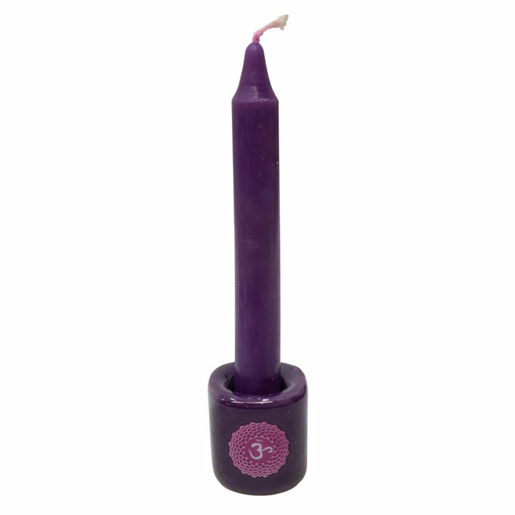 Seven Chakras Ceramic Candle Holders for 4" Mini Spell Chime Candles - Set of 7