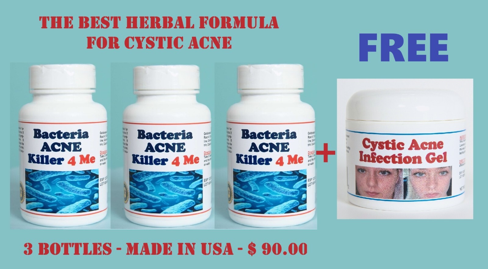 TRATAMIENTO DE BACTERIAS DEL ACNÉ PARA HOMBRES, MUJERES Y ADOLESCENTES - Hecho en EE. UU. - 100% Natural