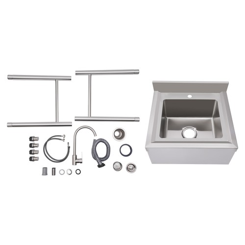 Commercial Utility Sink 1 Compartment Stainless Steel Kitchen Sink with Faucet - Picture 20 of 22