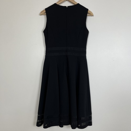 Calvin Klein Womens Fit & Flare Sleeveless Dress Size 4 Black with Sheer Trim - Picture 3 of 14