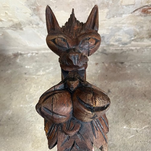 Élément architectural en bois sculpté, gargouille. XIXème - Picture 7 of 10