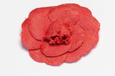 CHANEL Red and Burgundy Fabric Camellia Brooch Vintage Chanel Velvet Camellia Flower Pin – Recess main image 2