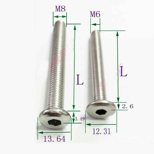 M8 M6 Stainless Steel Allen Flat Nuts Hex Nut Bolt Round Head Sleeve Furniture - Bild 6 von 9