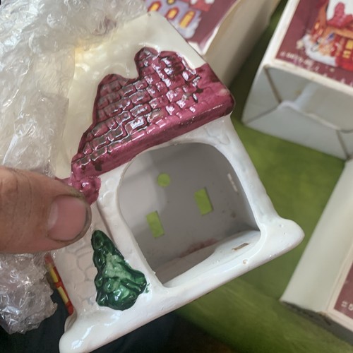 3 Vintage JSNY Village Inn Luminary Tealight Candle Holder Rustic Hand painted - Picture 6 of 12