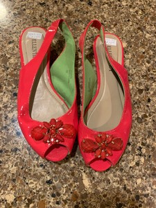 coral peep toe shoes