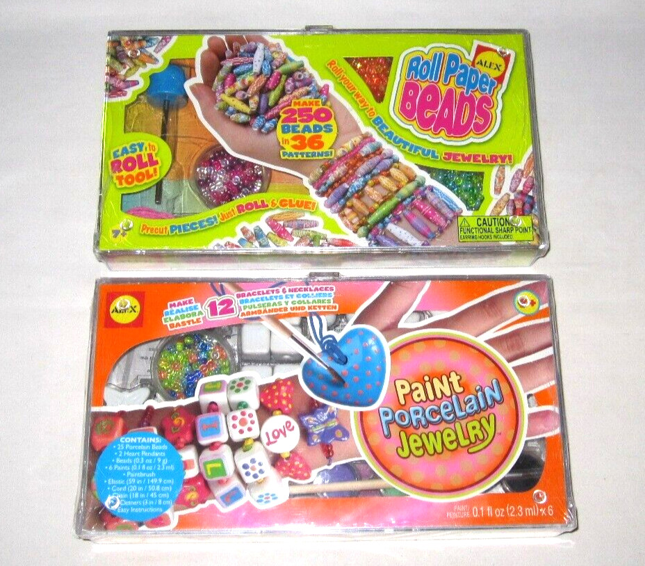 Activity Sets: Roll Paper Beads Kit & Paint Porcelain Jewelry *new*