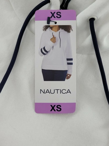Nautica Women's White with Navy Fleece Hoodie Size XS - Picture 5 of 7