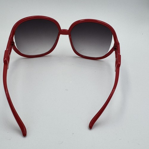 Mid Century Modern Oversized Red Frame Sunglasses - Picture 3 of 7