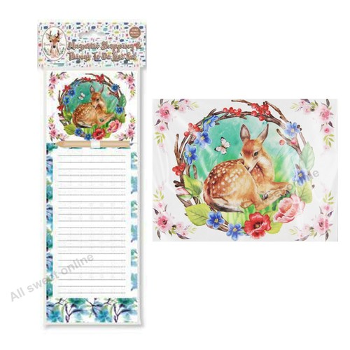 Fridge Magnetic Memo Pad + Pencil Shopping Board Things To Do List Deer Design - Picture 6 of 9