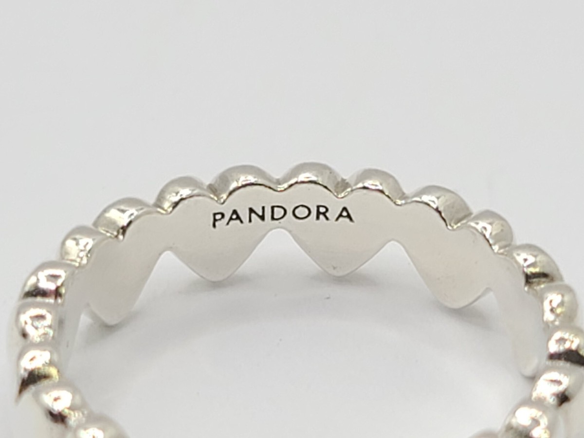 Authentic PANDORA 925 Ale Silver Be Love Row of Hearts Ring