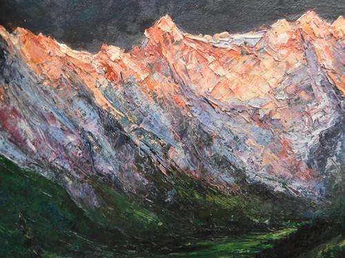Fr.Föller '47 Alpenglühen HOHE TAUERN impressionistisches Ölgemälde - Picture 2 of 12
