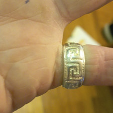 Sterling Silver - ITALY MILOR 9mm Greek Key Band Ring Size 6 - 5.5 g