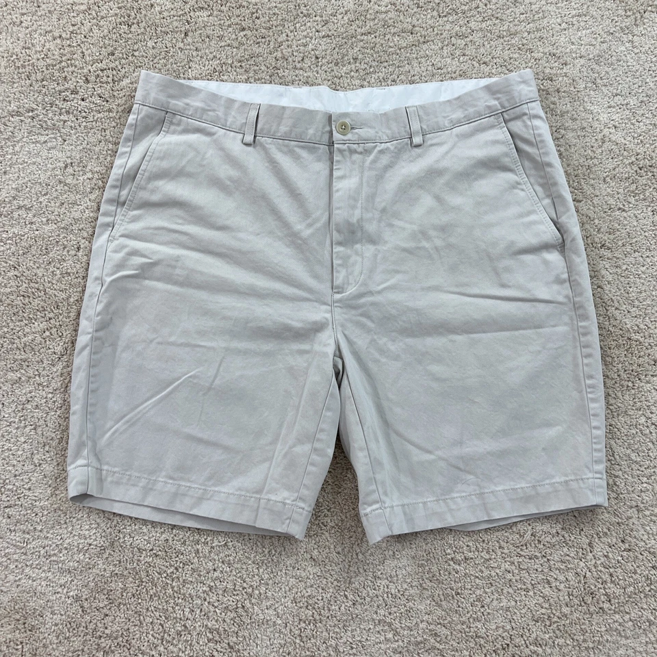 Pantalones Cortos Informales Roundtree York Para Hombre 40 Caqui Beige Frente Plano Chino Foto 2 de 4