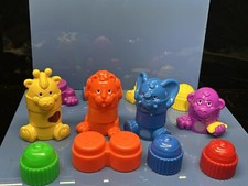 VTG Fisher Price Stack n Build Blocks Lot Stacking Animals tiger Elephant giraff