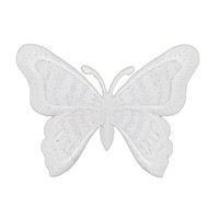 Ae20★Schmetterling Weiß AufnäHer AufbüGeln BüGelbild Falter Patch 7,7 X 5,7Cm