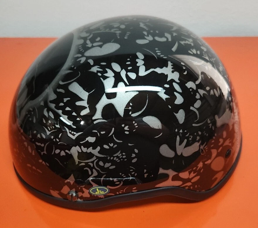 Casco de motocicleta Rodia negro calavera cementerio DOT medio corto modelo GRANDE RHD200 Foto 4 de 4