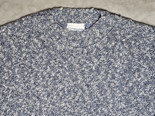 Pull col rond vintage The Sweater Shop tricot câble taille XXL bleu et blanc - Photo 2/11
