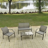 4pcs Patio Garden Furniture Set Steel Frame Outdoor Lawn Sofa Chairs Table Gray on sale 4pcs Patio Garden Furniture Set Steel Frame Outdoor Lawn Sofa Chairs Table Gray on sale