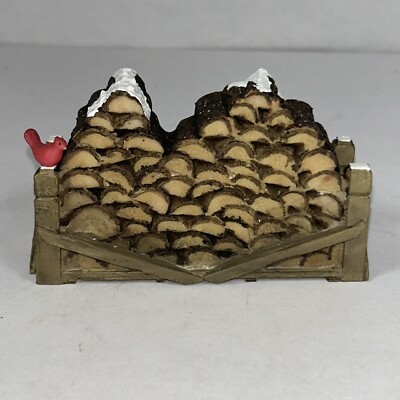 Department 56 Village Log Pile with bird Landscape Accessory
