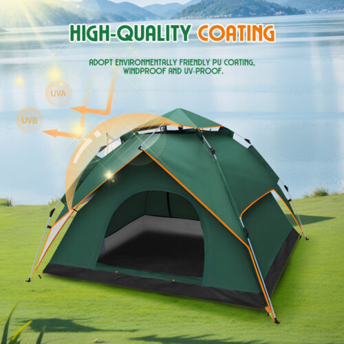 Pop-Up Zelt 2~3 Personen Wurfzelt Camping Wasserdicht Trekkingzelt Familienzelt - Bild 3 von 24