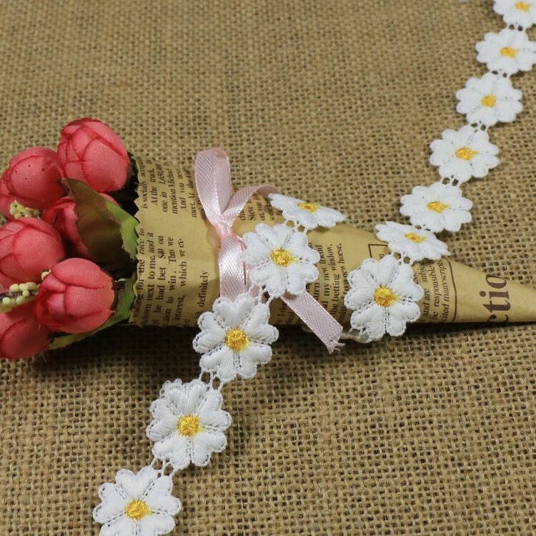 5 Heart Petal Lace Trim 100% milk silk  1 inch Wide White with color Center - Image 4 of 4