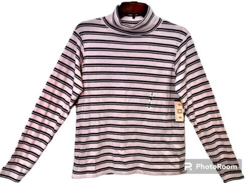 Mountain Lake Womens M Pastel Striped Long Sleeve Soft Turtleneck Top New