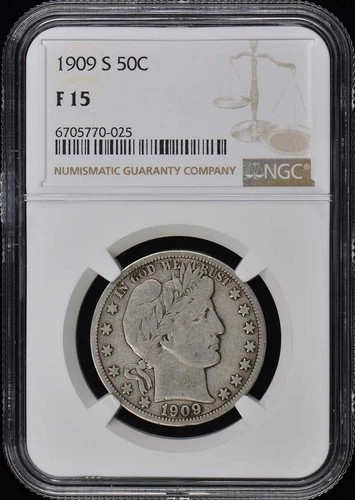 1909-S Barber Half Dollar 50C NGC F15