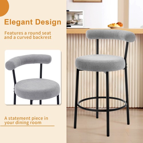Bar Stools Set of 2, 24 Inches Counter Height Barstools with Black Metal Legs - Bild 30 von 42