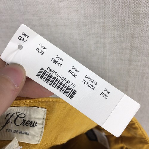 Pantalones de carga ajustados para mujer J Crew 25 con cremallera pequeña al tobillo oxidados ámbar amarillo nuevos con etiquetas - Imagen 10 de 14