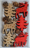 12 StüCk Deko-Holz-Streuteile Natur/Rot Ca.5X5X0,7 Cm