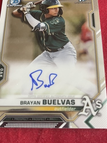 2021 BOWMAN Brayan Buelvas 1ST Base Chrome Rookie Auto / Autograph RC Card - A's - 第 3/4 張圖片