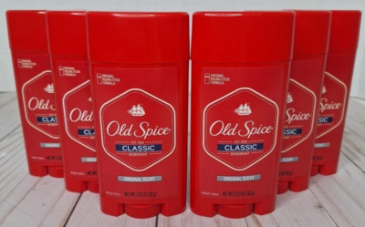 Pack of 6 Old Spice Classic Deodorant Stick Original Scent 3.25 oz Each