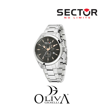 OROLOGIO SECTOR NO LIMITS 180, CRONOGRAFO. IN ACCIAIO, QUADRANTE NERO ROSE