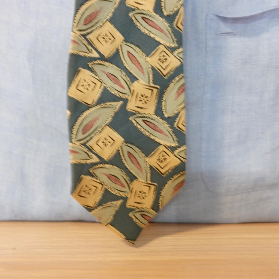 Vestido masculino gola redonda azul amarelo geo abstrato declaração designer de luxo CARVEN Paris - Imagem 2 de 4