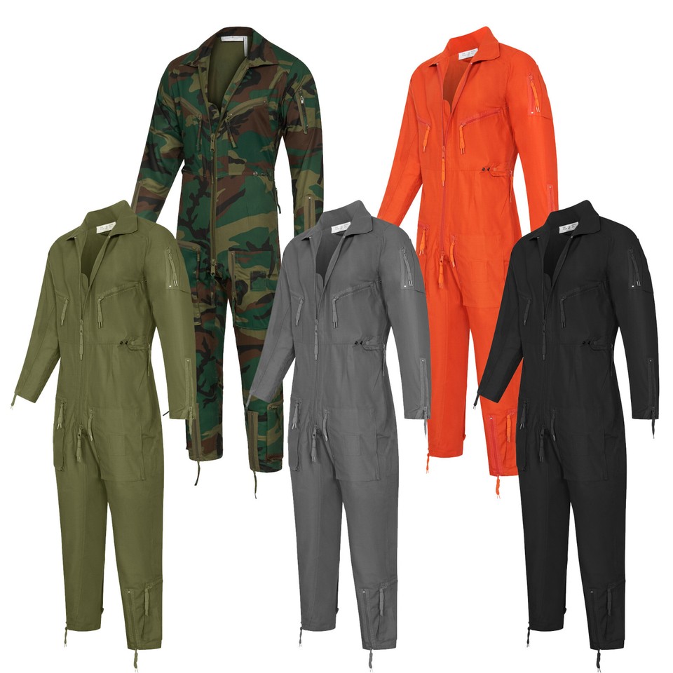 Olive Green Military Pilot Flight Jumpsuit – Zip-Up Boiler Coverall | US Army Style | Unissued Condition 3 thumbnail image