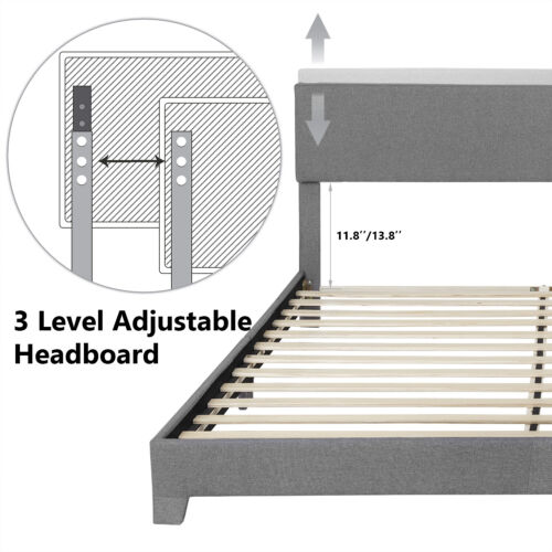 Full Queen King Size Upholstered Platform Bed Frame with Adjustable Headboard - Picture 86 of 118