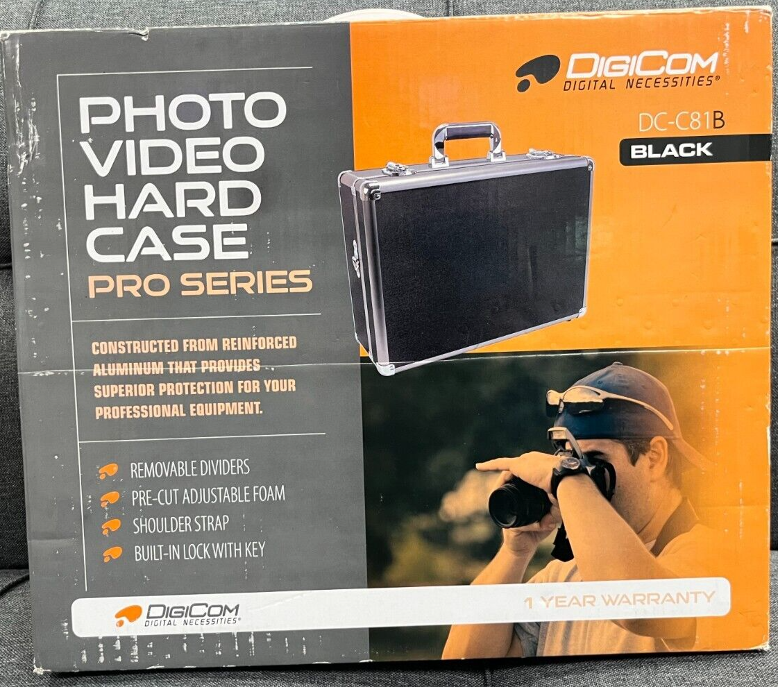 DigiCom DC-C81 Lockable Hard Case with Adjustable Foam and Strap Dividers for Photo Video Gear