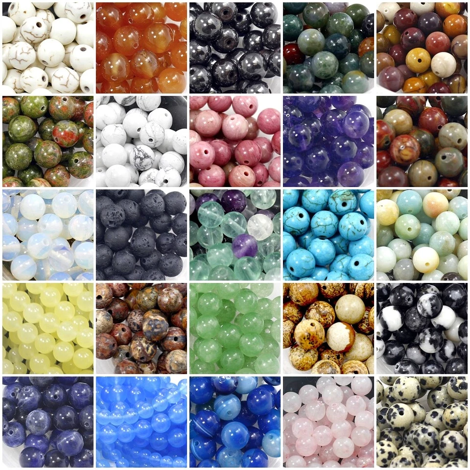 Natural Gemstone Beads lot Smooth Round Loose Bead 100pcs 4mm 6mm 8mm 10mm 12mm - Image 4 of 4