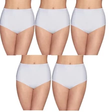 5 Pack Vanity Fair Illumination Silky Stretch Brief Panty 13109 WHITE Sz 6 or 7
