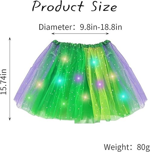 Women'S LED Tutu Skirt Light up Tutus Layered Tulle Ballet Skirt Sparkly Sequin - Picture 7 of 8