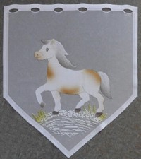 Scheibengardine Pferdemotiv Rapport 48cm handcolloriert