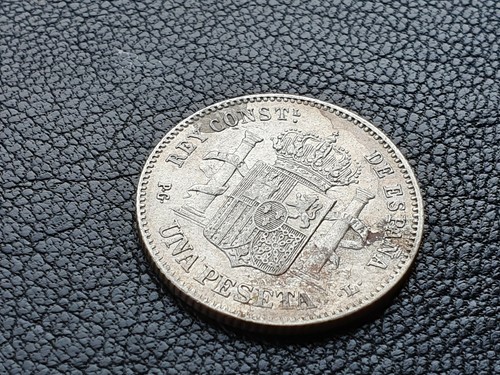 SILVER 1 PESETA 1893 (93) PG-L ALFONSO XIII - Picture 6 of 11