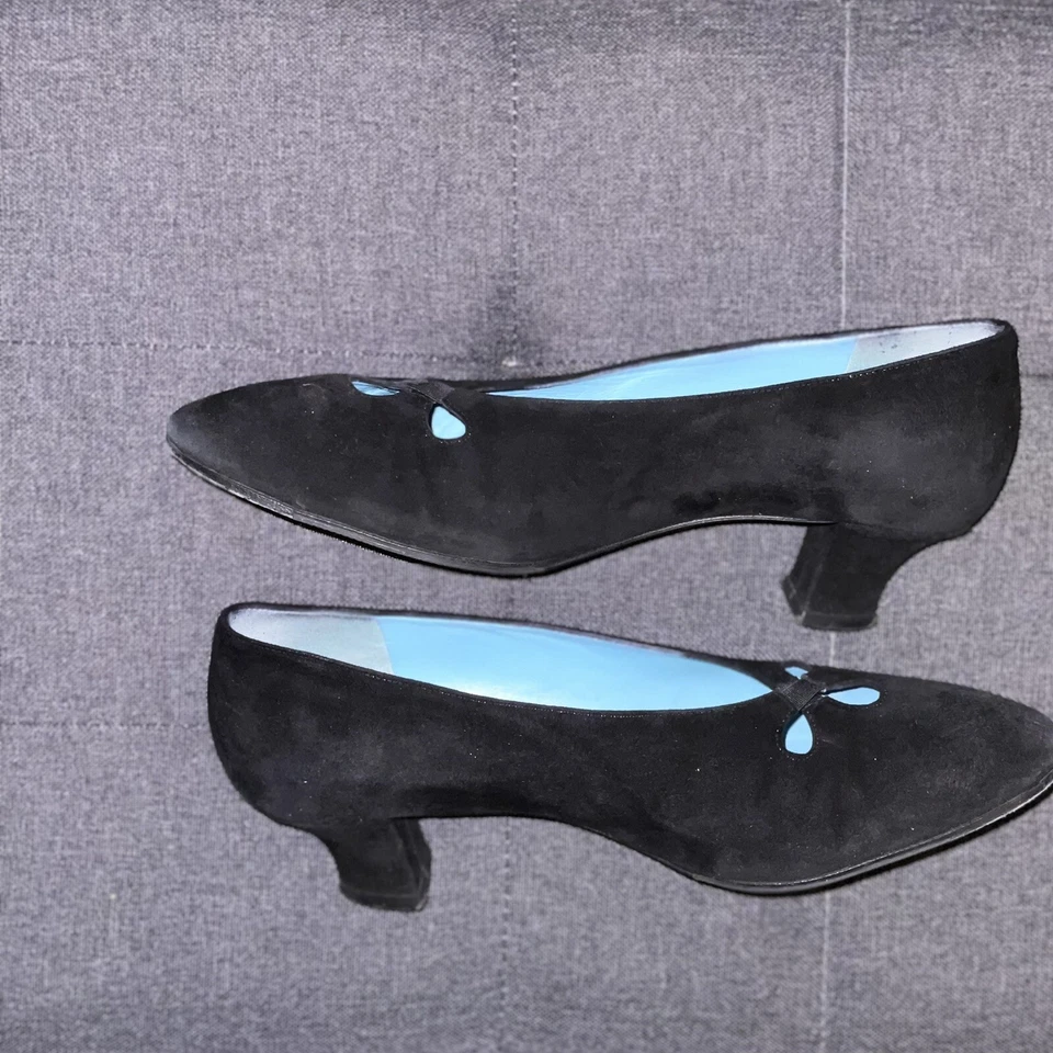 Thierry Rabotin Reno 女式 EU 39 US 8.5 中号黑色麂皮绒皮革低跟 — 第 2/4 张图片