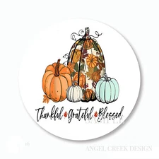 Thankful Grateful Blessed Autumn Fall Scrapbook Stickers Favors Envelope Seals